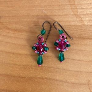 Hand beaded macrame earrings